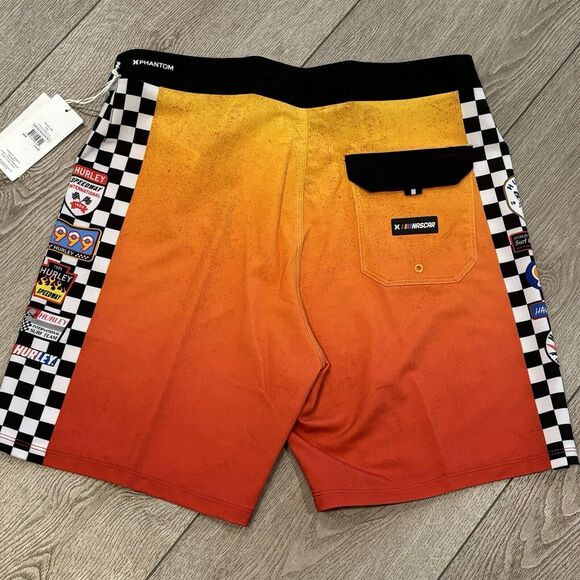Hurley Nascar Phantom Board Shorts Racetrack Size 30 Orange Swim NWT - Picture 6 of 7